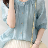 Elegant Lantern Sleeve Chiffon Shirt