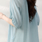 Elegant Lantern Sleeve Chiffon Shirt