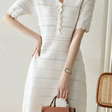 V - neck knitted dress