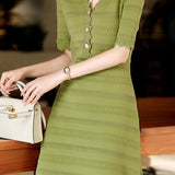 V - neck knitted dress