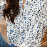 Floral three - quarter sleeve shirt