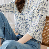 Floral three - quarter sleeve shirt