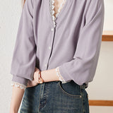 Lace-Spliced Shirt