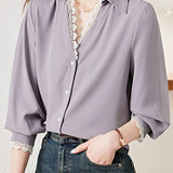 Lace-Spliced Shirt