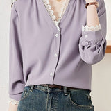 Lace-Spliced Shirt