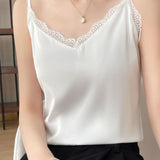 Solid Color Lace Spliced Camisole