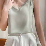 Solid Color Lace Spliced Camisole