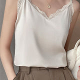 Solid Color Lace Spliced Camisole