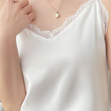 Solid Color Lace Spliced Camisole