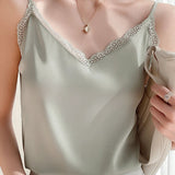 Solid Color Lace Spliced Camisole