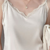 Solid Color Lace Spliced Camisole