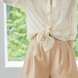 Solid Color Drop Shoulder Tencel Shirt