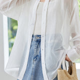 Solid Color Drop Shoulder Tencel Shirt