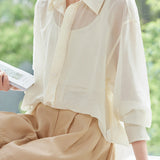 Solid Color Drop Shoulder Tencel Shirt