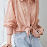 Solid Color Drop Shoulder Tencel Shirt