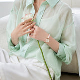 Solid Color Drop Shoulder Tencel Shirt