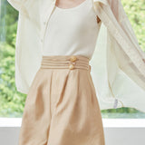 Solid Color Drop Shoulder Tencel Shirt