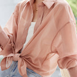 Solid Color Drop Shoulder Tencel Shirt