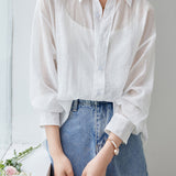 Solid Color Drop Shoulder Tencel Shirt