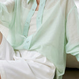 Solid Color Drop Shoulder Tencel Shirt