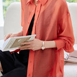 Solid Color Drop Shoulder Tencel Shirt