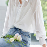 Solid Color Drop Shoulder Tencel Shirt