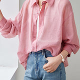 Solid Color Drop Shoulder Tencel Shirt