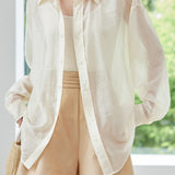 Solid Color Drop Shoulder Tencel Shirt