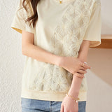 Lace - spliced T - shirt with a sense of design