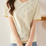 Lace - spliced T - shirt with a sense of design