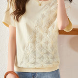 Lace - spliced T - shirt with a sense of design