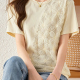 Lace - spliced T - shirt with a sense of design