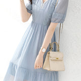 Lace - Spliced Chiffon Dress