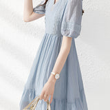 Lace - Spliced Chiffon Dress