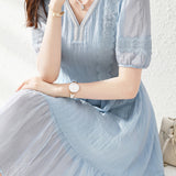 Lace - Spliced Chiffon Dress