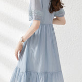 Lace - Spliced Chiffon Dress