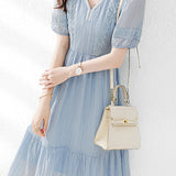 Lace - Spliced Chiffon Dress