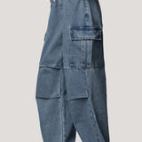 Stylish denim wide - leg pants