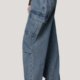 Stylish denim wide - leg pants