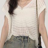 Hollow - out knitted vest