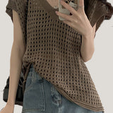 Hollow - out knitted vest