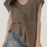 Hollow - out knitted vest