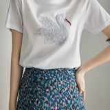 Elegant Swan Sequin T-Shirt