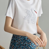 Elegant Swan Sequin T-Shirt