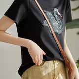 Elegant Swan Sequin T-Shirt