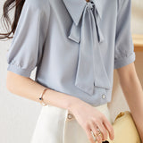 Solid Color Lace-Up Shirt