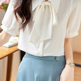 Solid Color Lace-Up Shirt