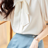 Solid Color Lace-Up Shirt