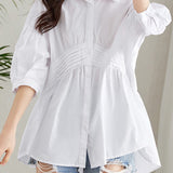 Waist-Defined Medium Sleeve Shirt