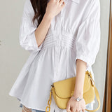 Waist-Defined Medium Sleeve Shirt